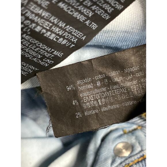 Zara Women's Light Blue Raw Frayed Hem High Rise Straight Denim Jeans Pants Sz 4 - Picture 4 of 4